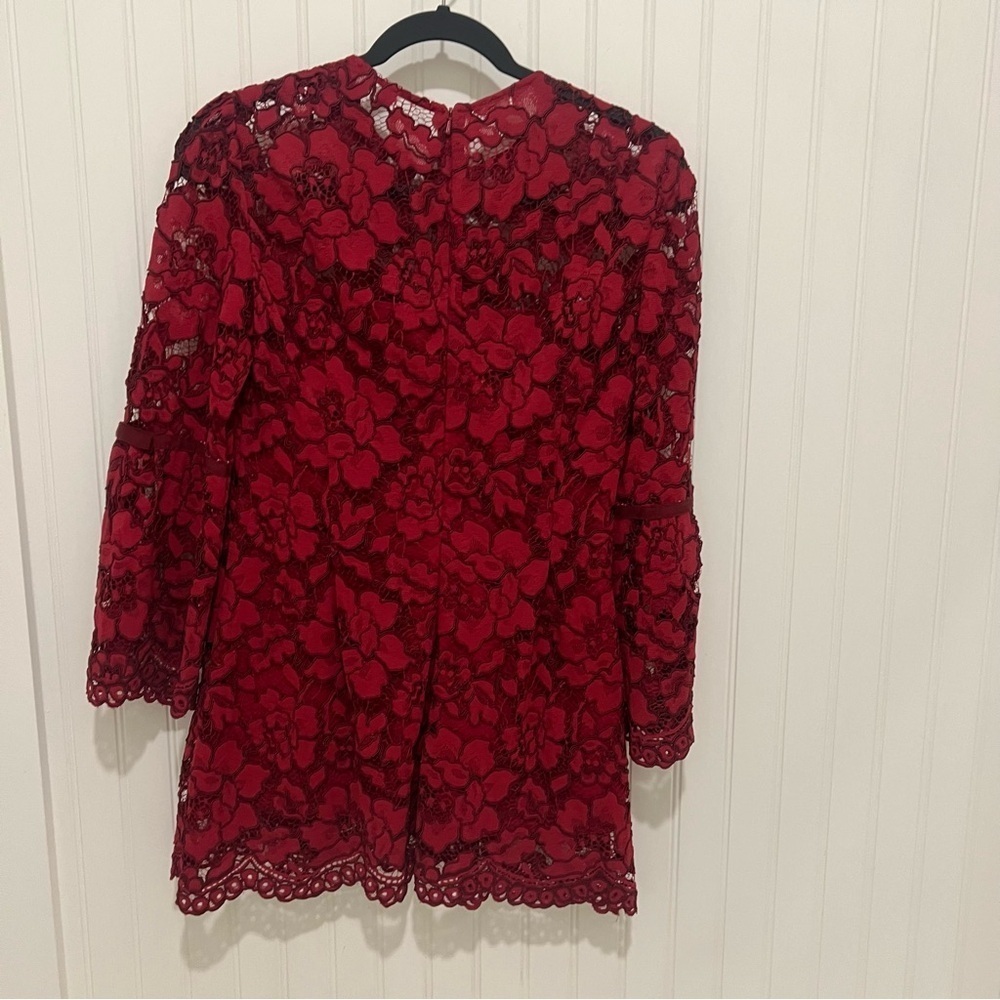 Lela Rose Red Lace Mini Dress - Picture 6 of 11